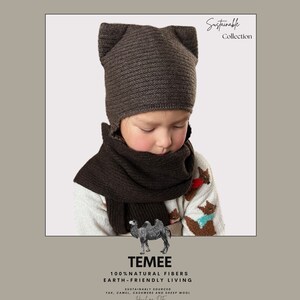 Children's Hat, Size M (3-6years) brown, warm and comfortable, 100% yak wool, sustainable, breathable.