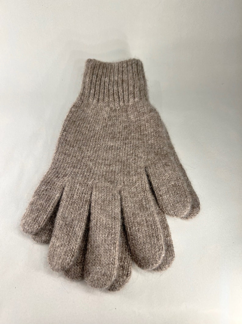 Warm and comfortable gloves, 100% yak wool, grey, sustainable, womens M-L size image 1