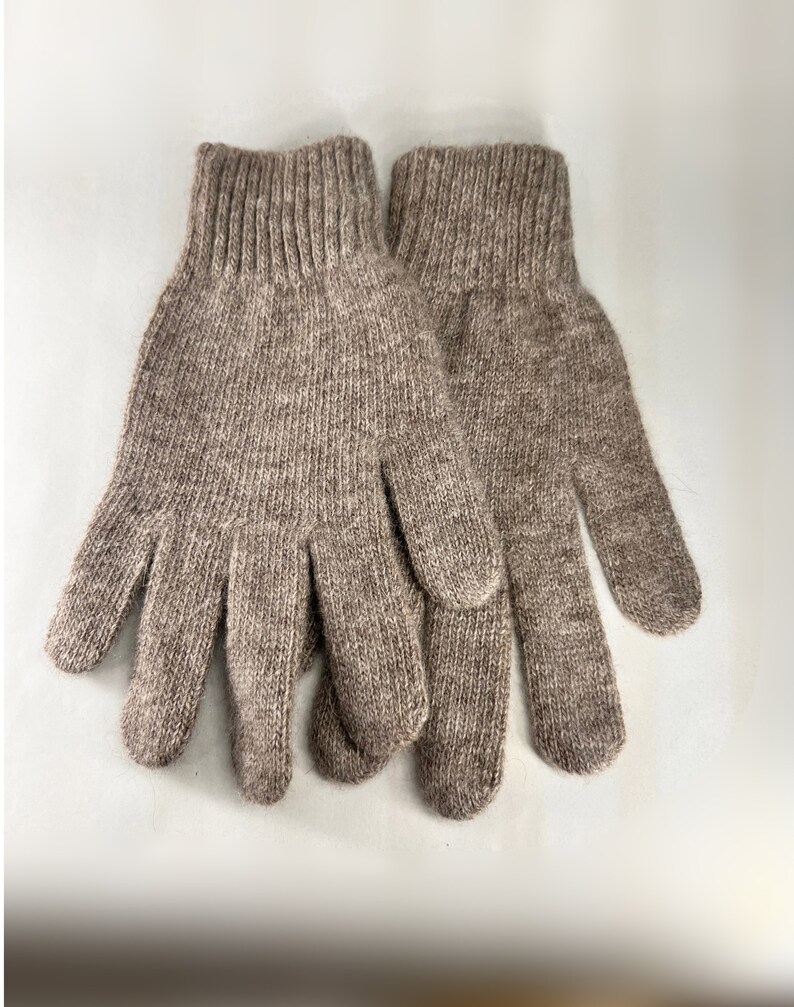 Warm and comfortable gloves, 100% yak wool, grey, sustainable, womens M-L size image 2