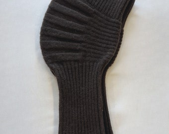 Calentador de rodillas extralargo, talla M/L, 100% lana de yak sin teñir, marrón, elástico.
