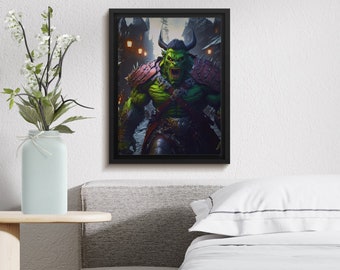 Orc Warrior Wall Art Gift for Fantasy and Sci Fi Lovers Metal Poster Otherworldly Home Decor