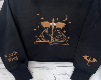 Fourth Wing Embroidered Sweatshirt, Basgiath War College Shirt, Rebecca Yoros, Fourth Wing Shirt Dragon Rider, Bookish Shirts EH183.2H