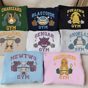 Custom Anime Gym Embroidered Sweatshirt, Anime Gymer Shirt, Retro Manga Comfort Colors, Poke Matching, Funny Gift For Him ESH4812-4820