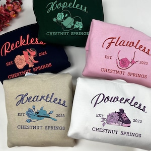 Chestnut Springs Series Embroidered Sweatshirt, Licensed Elsie Silver Merch, Bookish, Book Embroidered Sweatshirt, Cowboy Romance