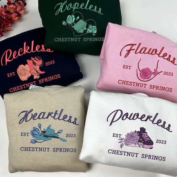 Chestnut Springs Series Embroidered Sweatshirt, Licensed Elsie Silver Merch, Bookish, Book Embroidered Sweatshirt, Cowboy Romance