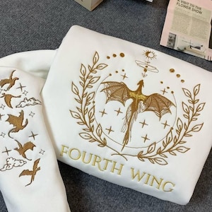 Fourth Wing Embroidered Sweatshirt, Basgiath War College Shirt, Rebecca Yoros, Onyx Storm Shirt Dragon Rider, Bookish Shirts ESH4076.H