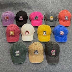 Vintage Demon Slayer Characters Embroidered Cap, Personalization Anime Sun Hat, Anime Lover, Gift For Friends, Family Trip Hat EHH600-613