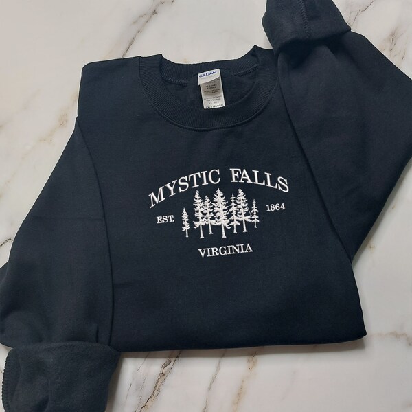 Sweat-shirt brodé The Vampire Diaries, sweat-shirt Mystic Falls Virginia, sweat-shirt brodé automne, Salvatore Brothers 1864 EH225