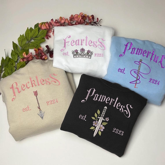 Powerless Series Lauren Roberts Embroidered Sweatshirt, Reckless, Fearless Book Shirt, Powerful Shirt, Fantasy Bookish Gift