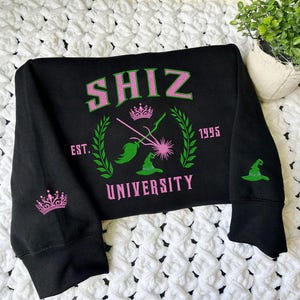 Embroidery Shiz University Wicked Glitter Sweatshirt, Elphaba and Glinda Hoodie, Wicked Defy Gravity, Emerald City Oz Gifts ESH2516.2H
