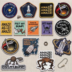 Project Hail Mary geborduurde patch, Ryland Grace-cosplay opstrijkbare hoeden Uniformen, leesgrage liefhebbers, ruimtemissie Sci-Fi-raket, cadeau voor fans