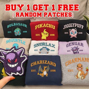 Embroidered Poke Character Sweatshirt, Embroidered Anime Shirt, Halloween Shirt, Anime Gift For Him ESH1026-1200