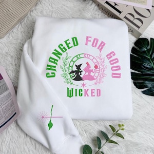 Sweatshirt borduursel gewijzigd voor goed, sweatshirt Wicked Defy Gravity, shirt Wicked, Wizard of Oz-shirt bezemsteel, Wizard of Oz ESH2517.H