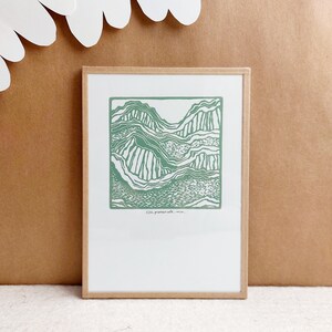 WALK * paisaje linograbado, verde, arte