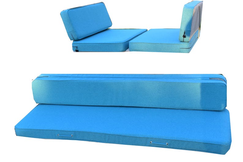 Puede incluir: Cojines de sof&aacute; para exteriores de color turquesa brillante. El juego incluye un respaldo, dos cojines de asiento y un coj&iacute;n de respaldo largo. Los cojines est&aacute;n hechos de una tela duradera y est&aacute;n dise&ntilde;ados para uso en exteriores. Los cojines son de color azul vibrante.