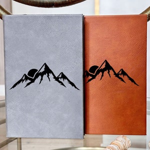 The Mountain Leather Journal, Vegan Leather Journal, Custom Personalized Leather Journal, Nature Lover Leather Journal, Custom Gift