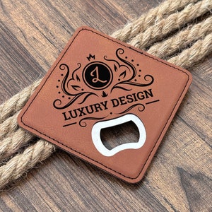 Custom Leather Coaster Bottle Opener, Personalized Gift For Dad, Gift For Man, Beer-Cave, Man-Cave, Groomsmen Gift, Wedding Gift,Party Favor