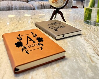 Personalized Vegan Leather Journal, Custom Made Journal, Vegan Leather Journal, Bridesmaid Gifts, Personalized Journal, Initial Engraved
