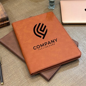 Custom Company Portfolio, Personalized Refillable Portfolio, Custom Portfolio With Zipper, Custom Vegan Leather Portfolio, Initial Portfolio