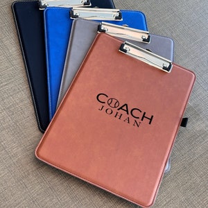 Custom Name Coach Clipboard, Personalized Leather Clipboard, Gift For Baseball Coach, Coach Appreciation Gift, Baseball Leather Clipboard zdjęcie 2