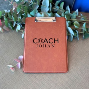 Custom Name Coach Clipboard, Personalized Leather Clipboard, Gift For Baseball Coach, Coach Appreciation Gift, Baseball Leather Clipboard zdjęcie 5