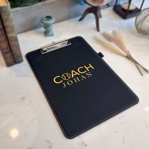 Custom Name Coach Clipboard, Personalized Leather Clipboard, Gift For Baseball Coach, Coach Appreciation Gift, Baseball Leather Clipboard zdjęcie 3