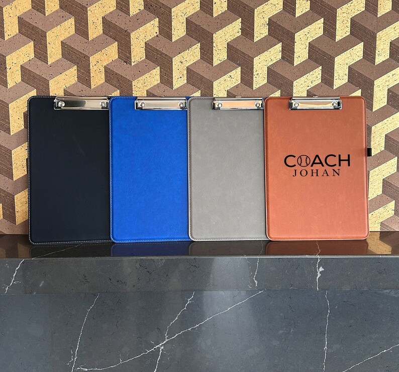 Custom Name Coach Clipboard, Personalized Leather Clipboard, Gift For Baseball Coach, Coach Appreciation Gift, Baseball Leather Clipboard zdjęcie 4