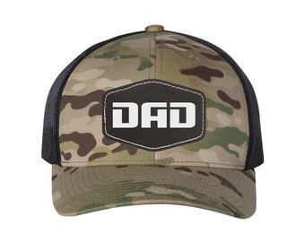 Custom Kids Name Dad Hat, Personalized Dad Gift, Leather Patch Hat, Dad and Kids Trucker Hat, Dad Hat, Fathers Day Hat, Grandpa Hat Gift