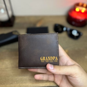 Personalized Grandpa Leather Wallet With Grandchildren Names, Custom ...
