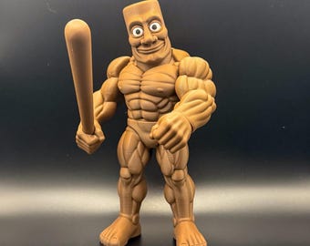 Tung Tung Sahur Muscle Figure | 3D Printed Meme Collectible
