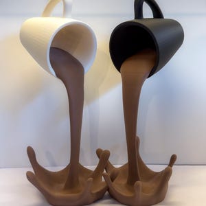 Drijvende koffiemok sculptuur, 3D-geprinte koffiebar decoratie | Cadeau voor koffieliefhebbers