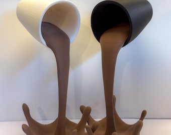 Floating Coffee Mug Sculpture, 3D Printed Coffee Bar Décor | Coffee Lover Gift
