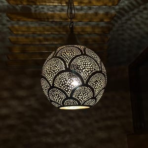 Moroccan Pendant Light – Handmade Brass Hanging Lamp, Moroccan Lantern, Chandelier, Ceiling Light for Home & Bedroom Lighting Decor