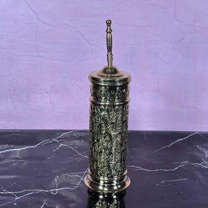 Handmade Moroccan Brass Toilet Brush Holder - Vintage Hammered Bathroom Decor - Solid Brass Bathroom Accessory