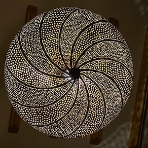 Moroccan Brass Pendant Light – Hand-Pierced Oval Lamp with Elegant Shadow Projection