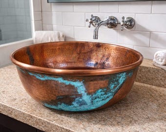Luxury Hammered Brass and Copper Sink – Antique Basin for Elegant Bathrooms – Moroccan Vessel Basin