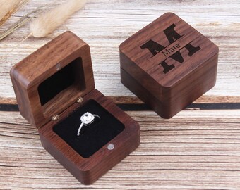 Ring Box-Wedding Ring Box-Double Engagement Ring Box-Anniversary Gift-Wood Ring Box-Proposal Ring Box-Personalized Ring Pillow