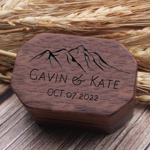 Personalized Wedding Ring Box-Custom Wooden Ring Box-Ring Box For Proposal Engagement-Single Slot Ring Box-Rustic Wedding-Anniversary Gift