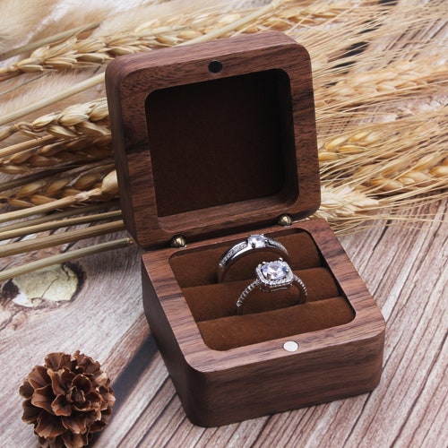 Personalized Wedding Ring Box-Custom Wood Ring Box-Ring Box For Engagement Proposal Ceremony-Double Slots Wedding Ring Box-Anniversary Gift