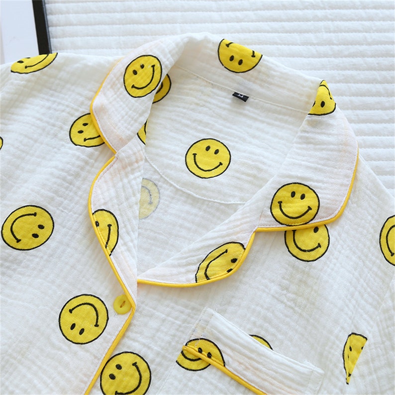 Smile Cotton Pyjamascrepe Smiley Pajamassmile Pajamas Etsy