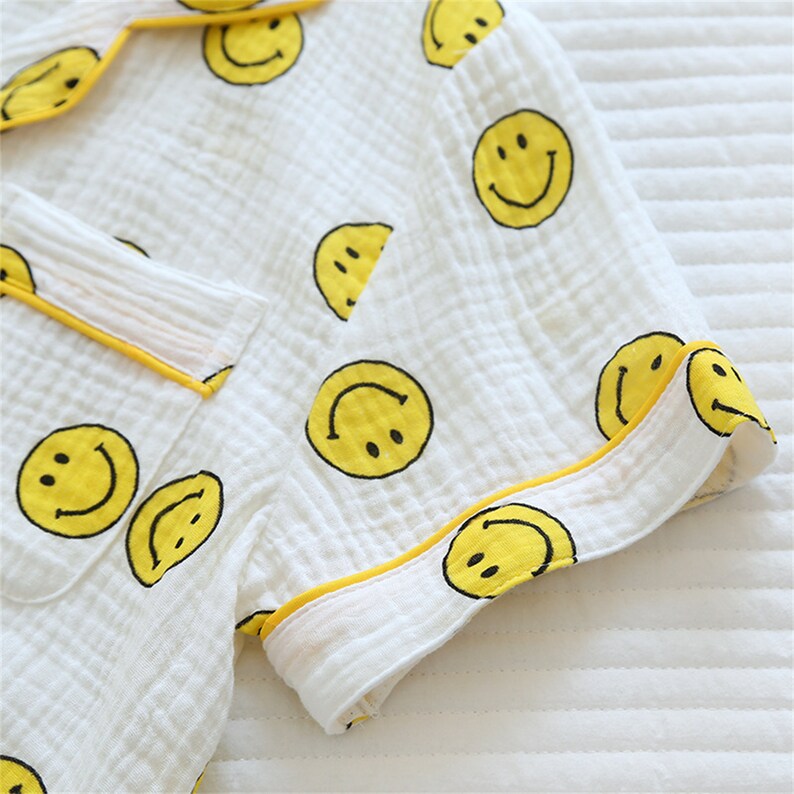 Smile Cotton Pyjamascrepe Smiley Pajamassmile Pajamas Etsy