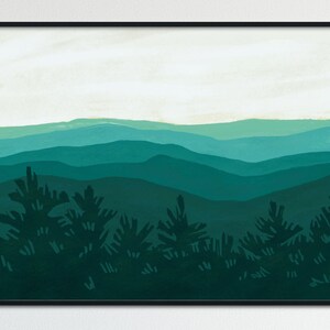 Instant Download Green Mountain Print, Smoky Mountain Illustration, Modern Home Decor