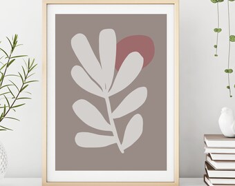 Wall Art Print, Instant Download Neutral Floral Print, Contemporary Home Decor