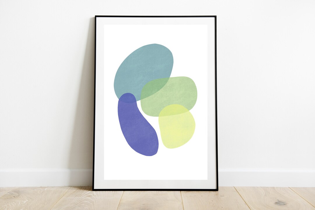 Abstract Wall Art Print, Minimalist Blue Green Decor, Modern Printable ...