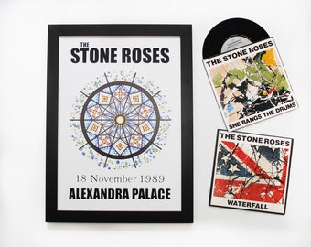 Stone Roses Art Print - Cartel de concierto - Impresión de arte musical - Ilustraciones gráficas - Decoración de pared musical - Regalo para él - Regalo para ella