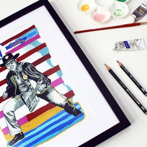 Bo Diddley Illustrations Art Print - Grafische Illustrationen - Musik Wand Deco - Rock and Roll - Housewarming Geschenk - Geschenk für Ihn