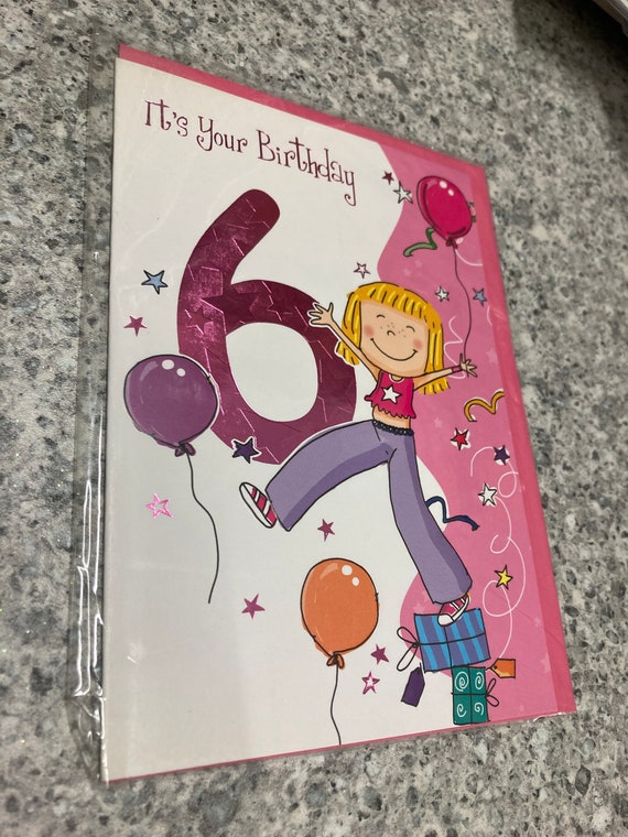 Happy 6th Birthday Greetings Card Kids Children Birthday - Etsy