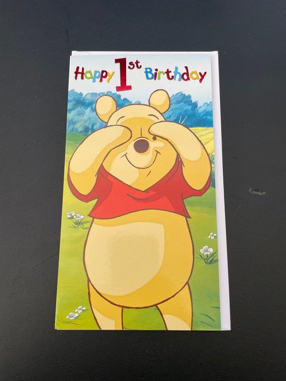 Winnie the Pooh 1st birthday greetings card