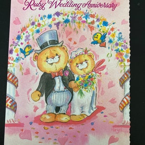 Cartão de felicitações de aniversário de casamento Ruby