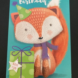 Carte de voeux de joyeux anniversaire de renard